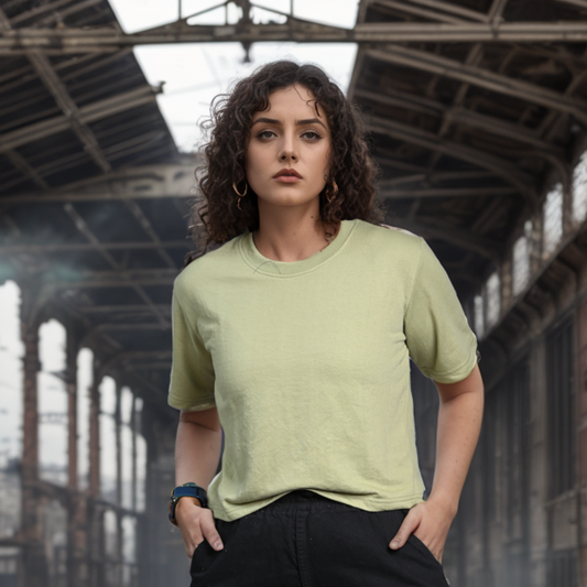 Pista Perfect: Loose-Fit Short T-Shirt in Green