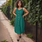 Emerald Chikankari Buttoned Dress