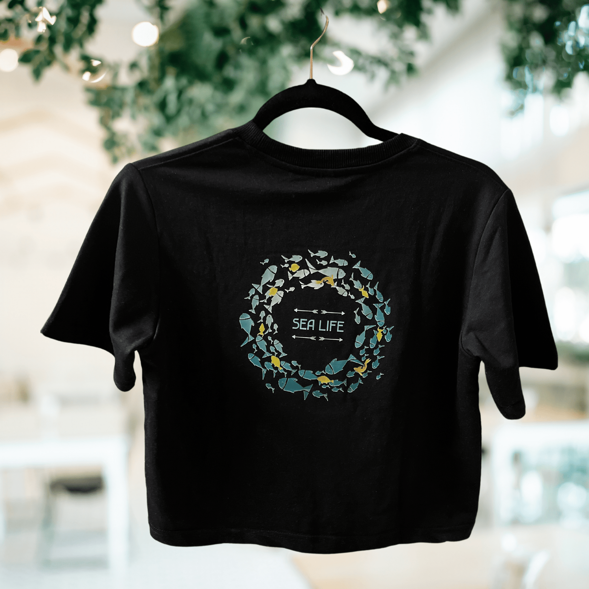 Mystical Depths: Black T-Shirt with Unique Sea Life Print - Isthitos Apparels