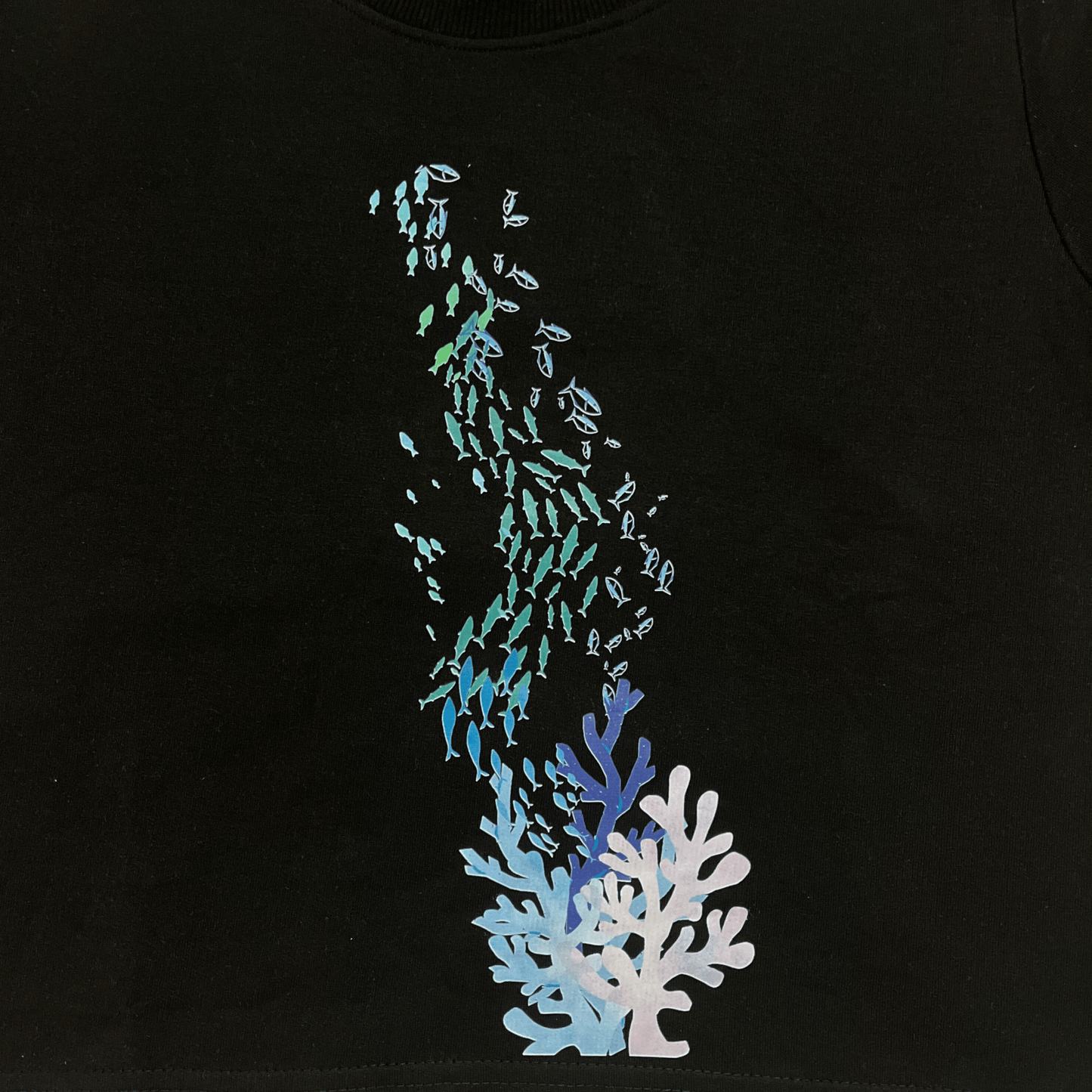 Mystical Depths: Black T-Shirt with Unique Sea Life Print - Isthitos Apparels