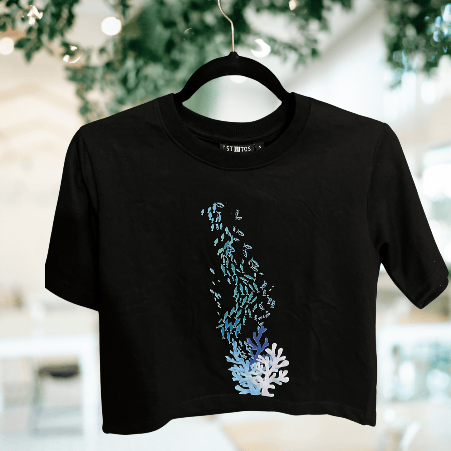 Mystical Depths: Black T-Shirt with Unique Sea Life Print - Isthitos Apparels