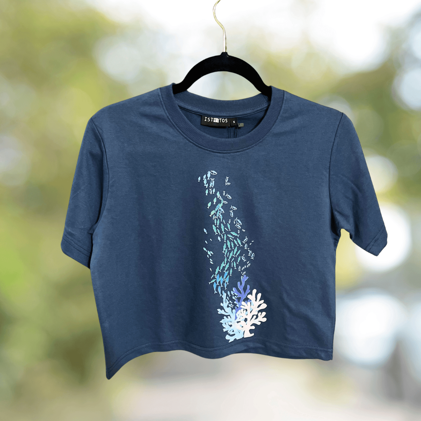 Mystical Depths: Midnight Blue T-Shirt with Unique Sea Life Print - Isthitos Apparels