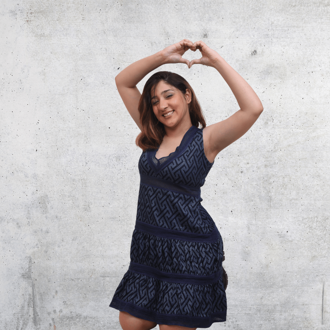 Short Dark Blue Lace Dress - Isthitos Apparels